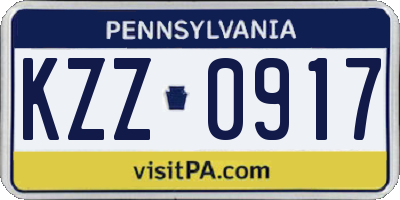 PA license plate KZZ0917