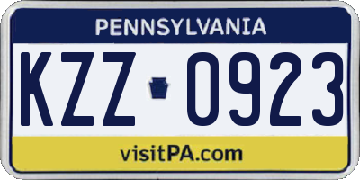 PA license plate KZZ0923