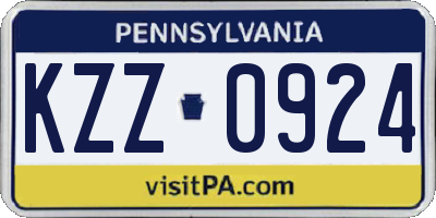 PA license plate KZZ0924