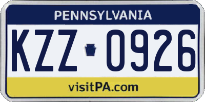 PA license plate KZZ0926