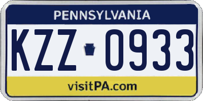 PA license plate KZZ0933