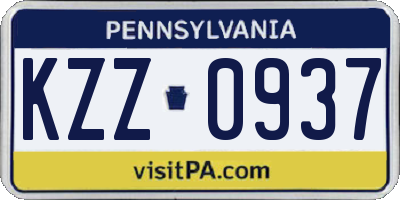 PA license plate KZZ0937