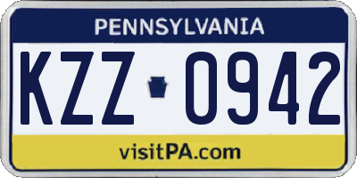 PA license plate KZZ0942