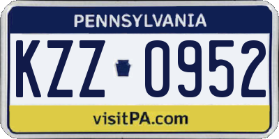 PA license plate KZZ0952