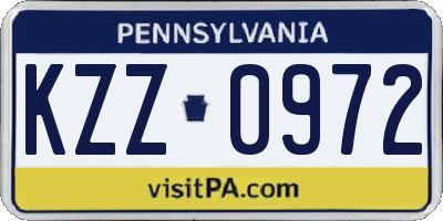 PA license plate KZZ0972