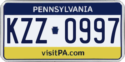 PA license plate KZZ0997