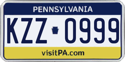 PA license plate KZZ0999