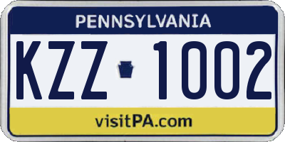 PA license plate KZZ1002