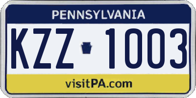 PA license plate KZZ1003