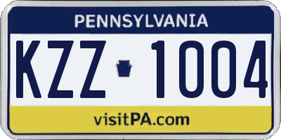 PA license plate KZZ1004