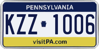 PA license plate KZZ1006
