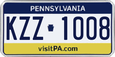 PA license plate KZZ1008