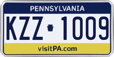 PA license plate KZZ1009