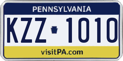 PA license plate KZZ1010