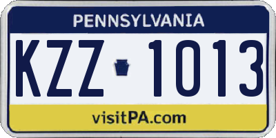 PA license plate KZZ1013