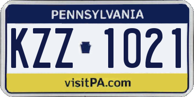 PA license plate KZZ1021