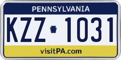 PA license plate KZZ1031