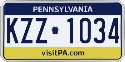 PA license plate KZZ1034