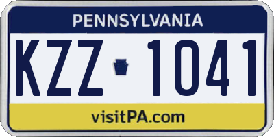 PA license plate KZZ1041