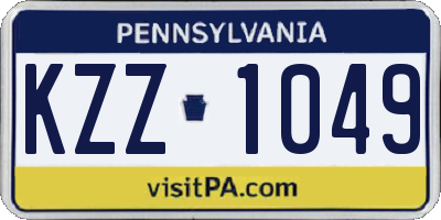PA license plate KZZ1049