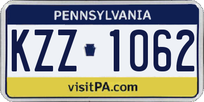 PA license plate KZZ1062