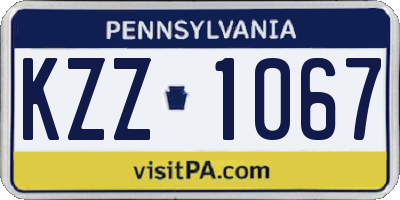 PA license plate KZZ1067