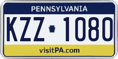 PA license plate KZZ1080