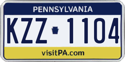 PA license plate KZZ1104
