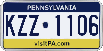 PA license plate KZZ1106