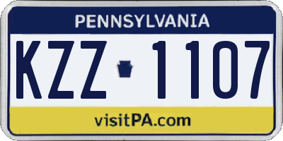PA license plate KZZ1107