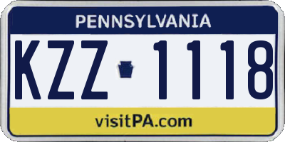 PA license plate KZZ1118