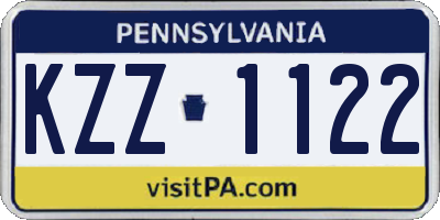PA license plate KZZ1122