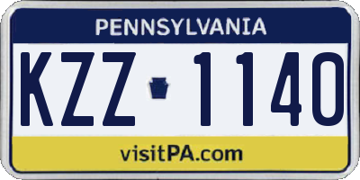 PA license plate KZZ1140