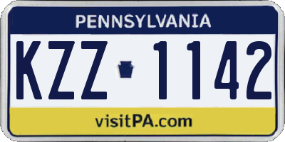 PA license plate KZZ1142