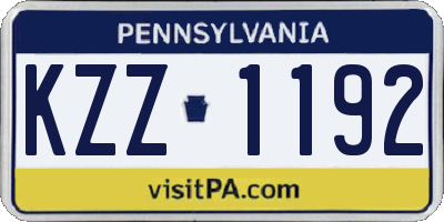 PA license plate KZZ1192