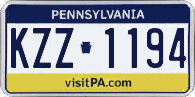 PA license plate KZZ1194