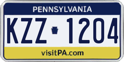 PA license plate KZZ1204