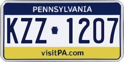 PA license plate KZZ1207