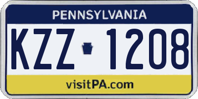 PA license plate KZZ1208
