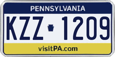 PA license plate KZZ1209