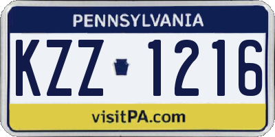 PA license plate KZZ1216