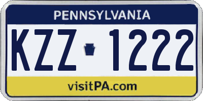 PA license plate KZZ1222