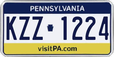 PA license plate KZZ1224