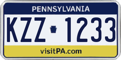 PA license plate KZZ1233