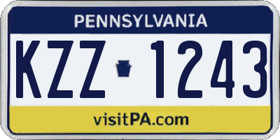 PA license plate KZZ1243