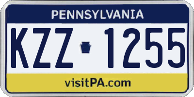 PA license plate KZZ1255