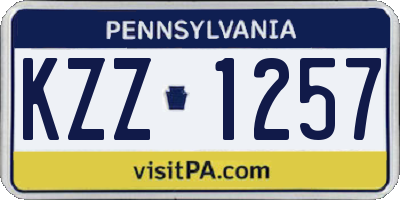 PA license plate KZZ1257