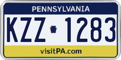 PA license plate KZZ1283