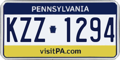 PA license plate KZZ1294