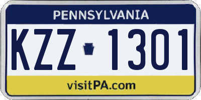 PA license plate KZZ1301